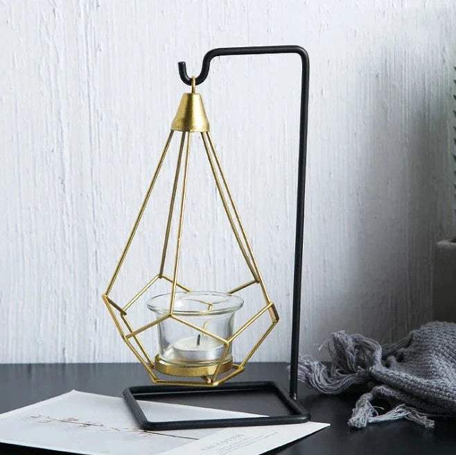 Frendorf | LustraDiamond Hängender Kerzenhalter | Geometrisches Design | Eleganz für Innen- & Außendekoration