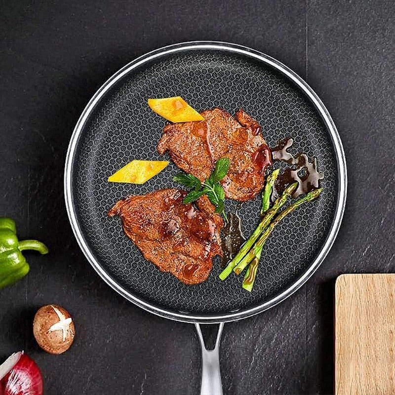 Frendorf | Hochwertige Edelstahl-Bratpfanne mit Antihaft-Pixel-Technologie – Perfekt für gesundes Braten