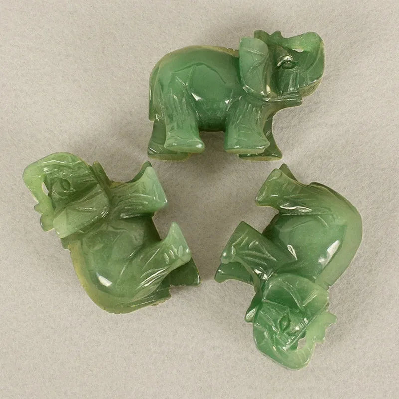 Grüner Aventurin Jade Stein Elefanten Statue