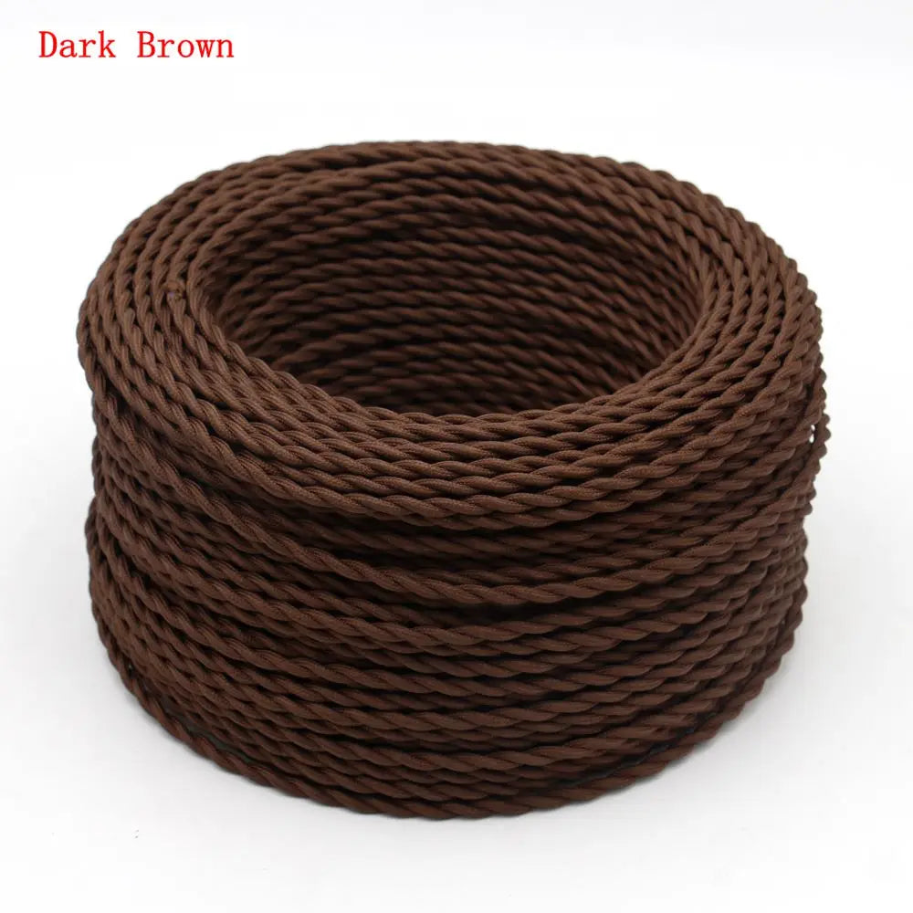 Frendorf | 3 Kern Vintage Textil Verdrehte Kabel – 3 Draht Stoff Geflochtene elektrische Zuleitung für DIY Retro Pendelleuchte – Kupferleiter, 300V bewertet