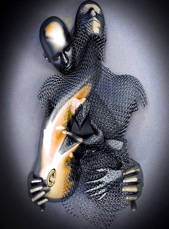 Metallfigur Statues Stile Abstraktes Leinwandgemälde Paare Wandkunst Liebes-Skulptur Poster Druck Wohnkultur Wohnzimmer Geschenke
