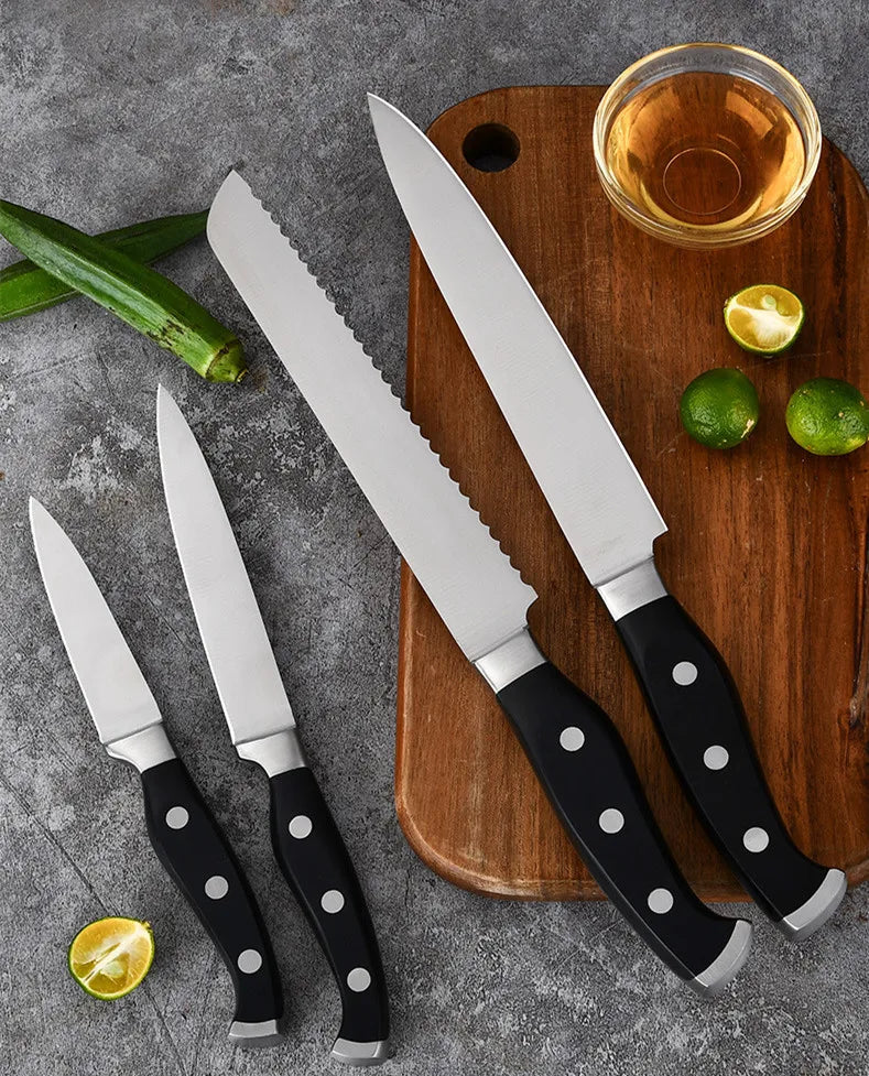 Frendorf | Küchenchefmesser - Santokumesser - Vielzweck-Edelstahlklinge mit Granton-Kanten - Perfekt zum Schneiden, Würfeln und Hacken - Ergonomischer Griff für bequemen Halt - Ideal für Fleisch, Fisch und Gemüse