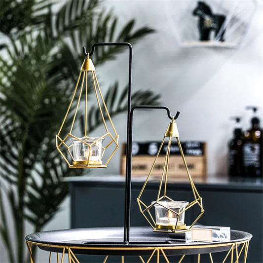 Frendorf | LustraDiamond Hängender Kerzenhalter | Geometrisches Design | Eleganz für Innen- & Außendekoration