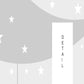 Frendorf | Crescent Moon mit hängenden Sternen und Wolkenlandschaft Kinderzimmer Wandbild Tapete