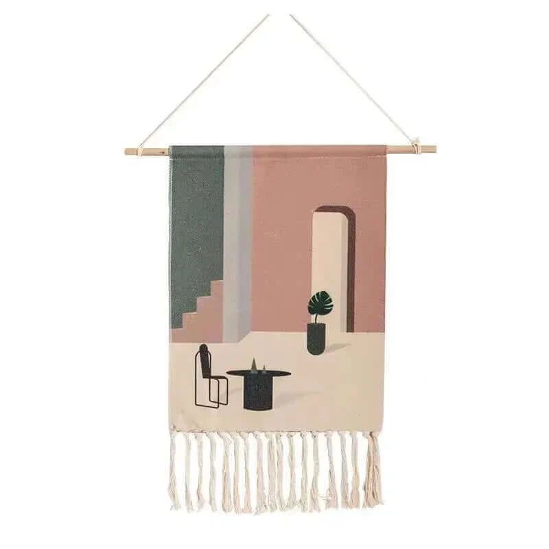 Macrame Hängender Baumwollteppich