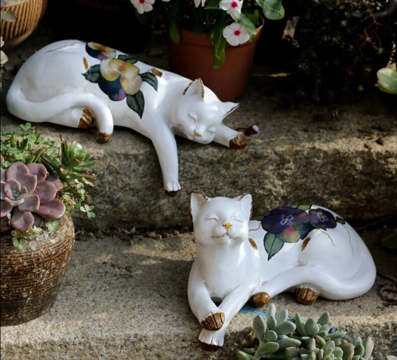 schlafende katze garten statue