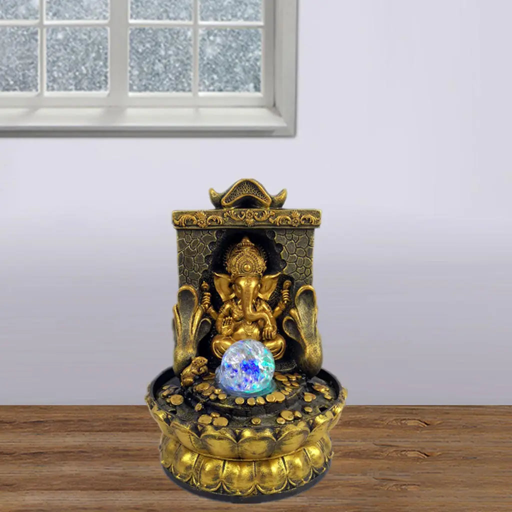 Atemberaubende Ganesha-Statue mit LED-Innen-Wasserquelle