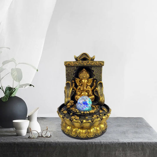 Atemberaubende Ganesha-Statue mit LED-Innen-Wasserquelle