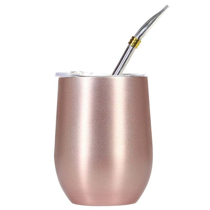 Doppelwandiger Becher aus 304 Edelstahl, hitzebeständig, tragbar, Yerba Mate-Teebecher mit Strohhalm und Deckel