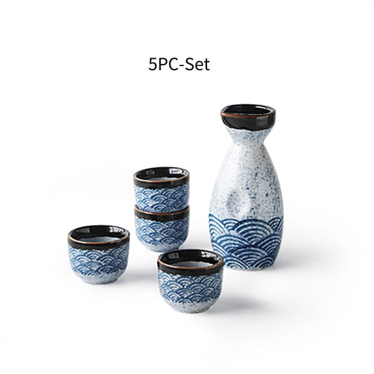 Sake-Wein im japanischen Stil, warmes chinesisches Wein-Set, Heim-Keramik-Sake-Wein-Set für Damen