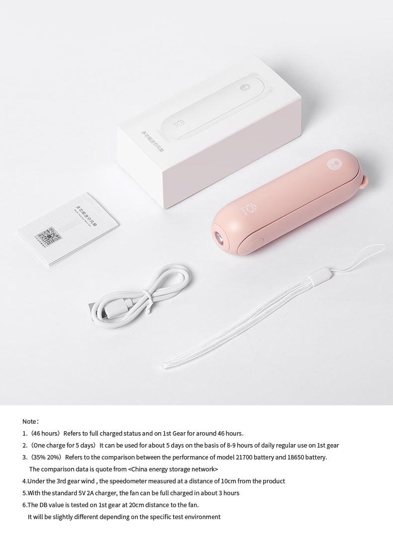 Frendorf | Tragbarer Mini-Ventilator + Powerbank + Taschenlampe + USB in 1 GADGET