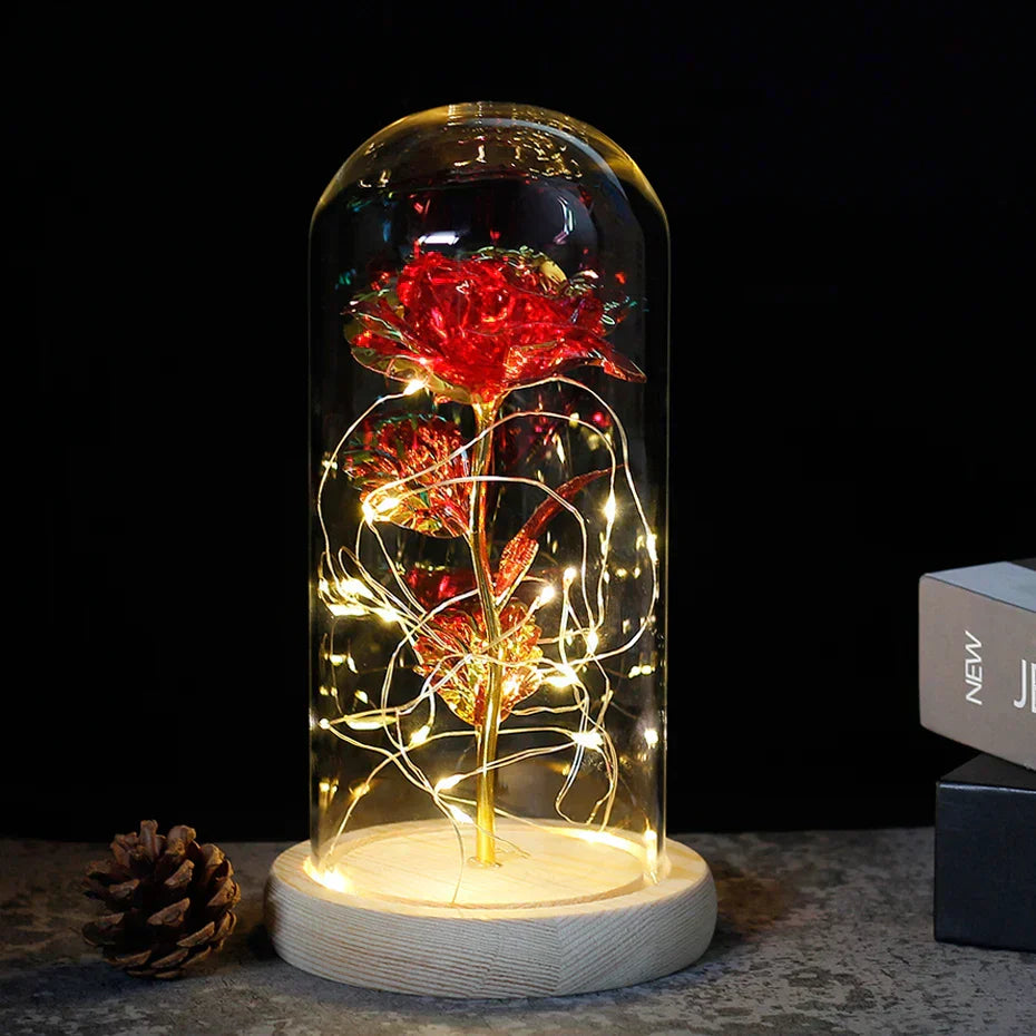 Frendorf | Ewige Rose in Glasdome | Handverlesen, LED-beleuchtet & Ideal für romantische Geschenke und Wohnkultur