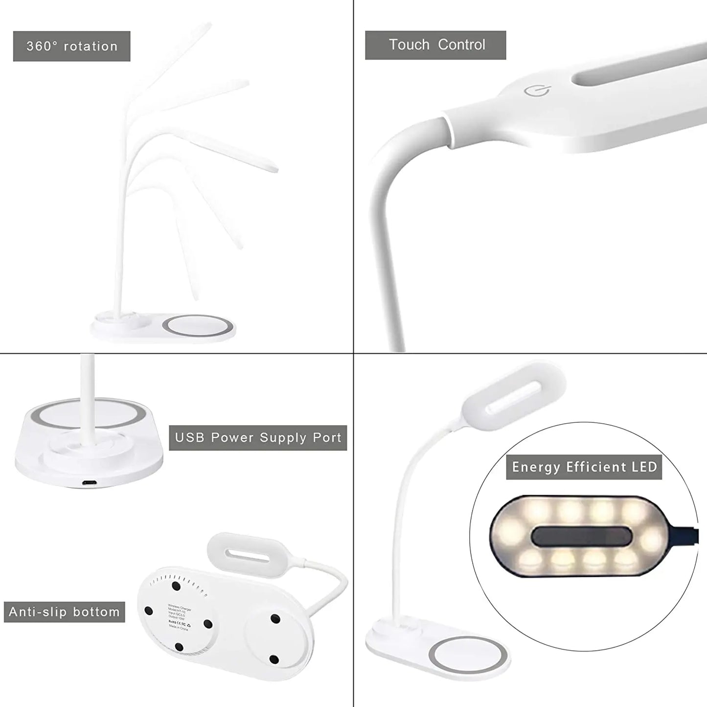 Drahtlose Schnelllade-Tischlampe - Schnelles drahtloses Ladegerät für iPhone & Samsung