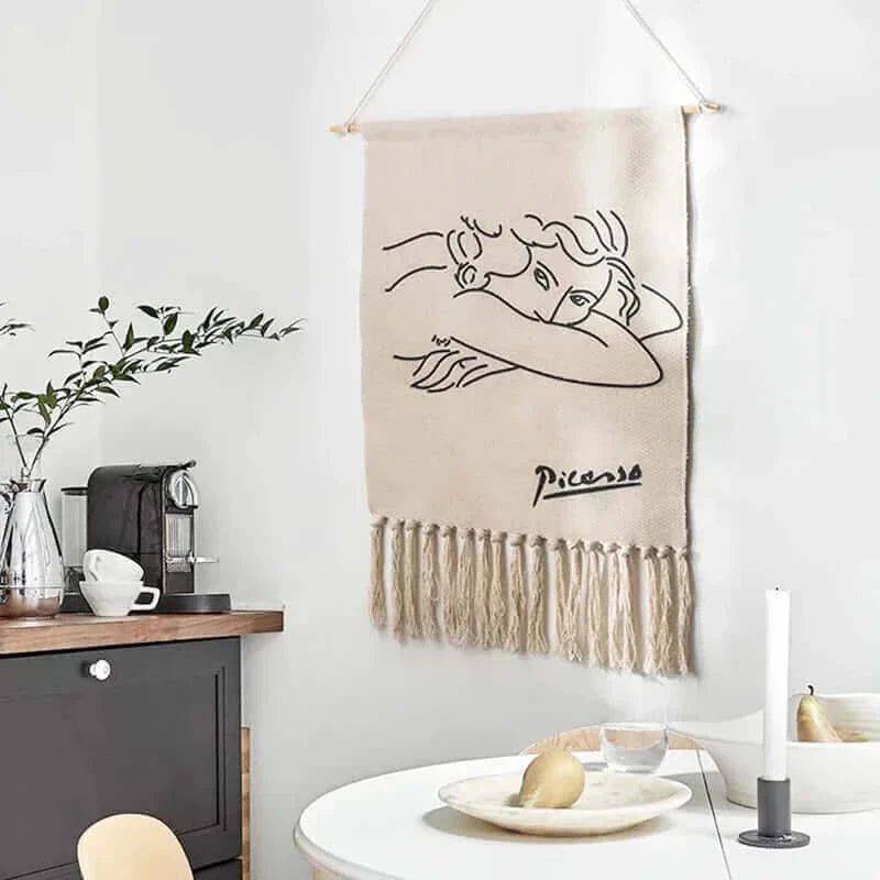 Macrame Hängender Baumwollteppich