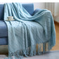 Gemütliche lila Diamant Strickdecke