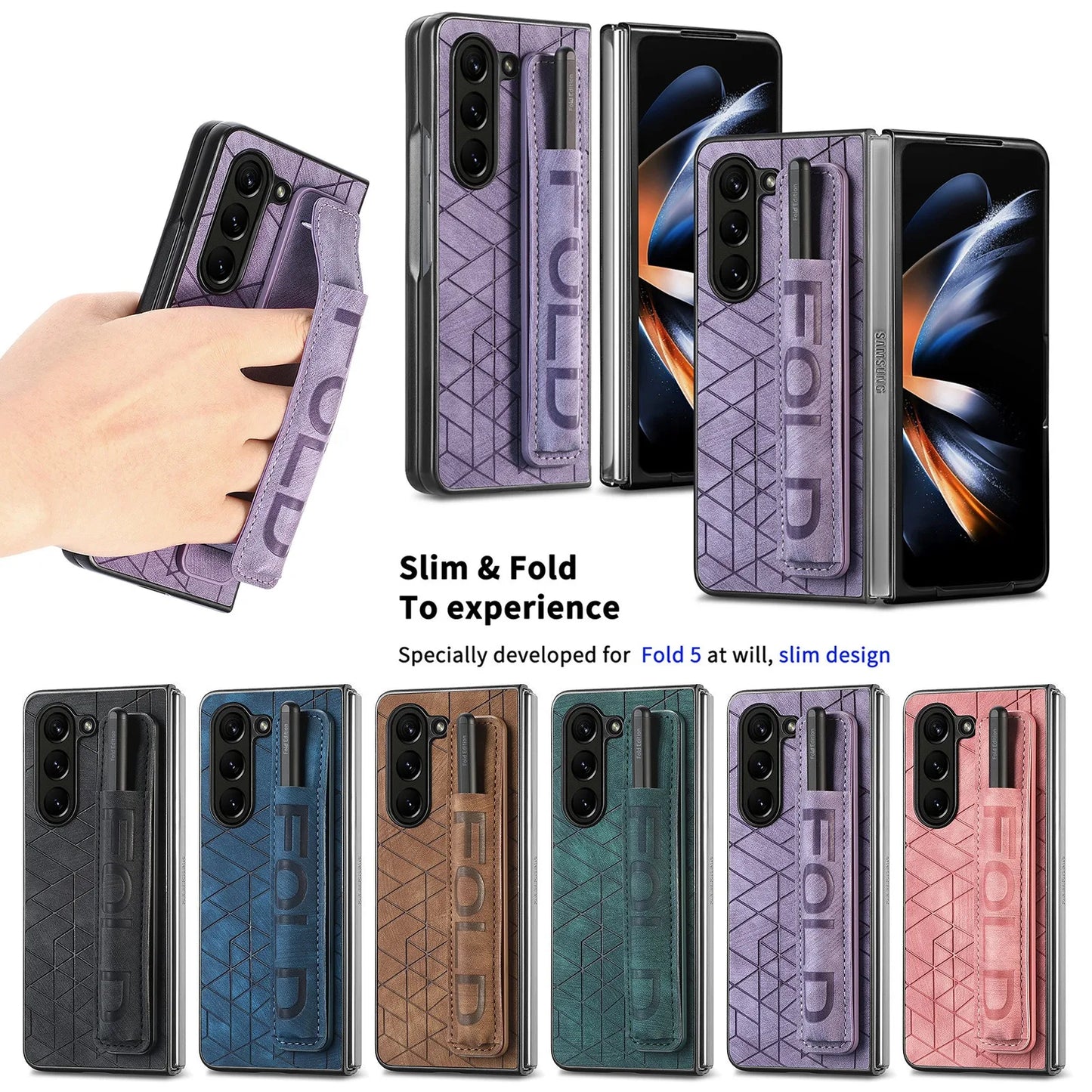 Frendorf | PU-Leder Handgelenkband Stoßfeste Telefon Rückcover Hülle Für Samsung Z Fold 6 5