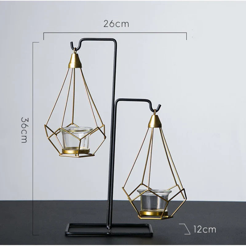 Frendorf | LustraDiamond Hängender Kerzenhalter | Geometrisches Design | Eleganz für Innen- & Außendekoration
