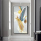 Nordic Abstract Feather Golden Yellow Deer Poster