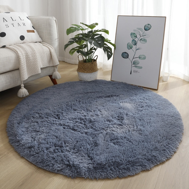 Runder Teppich, Teppiche für Wohnzimmer, Schlafzimmer, Kinderzimmer, Plüsch-Dekoration, Salon, dicker Faser-Teppich