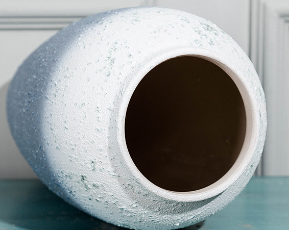 Frendorf | Blaue keramische ästhetische Vase Mittelpunkt Garten Steinzeug große keramische Vase für das Wohnzimmer