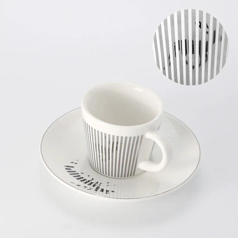 Kreative dynamische Spiegelreflexbecher Leopard anamorpher Zebra-Becher Luycho Kaffee Tee Becher Set mit Untersetzer 90ml-225ml