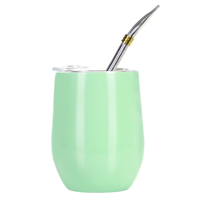 Doppelwandiger Becher aus 304 Edelstahl, hitzebeständig, tragbar, Yerba Mate-Teebecher mit Strohhalm und Deckel