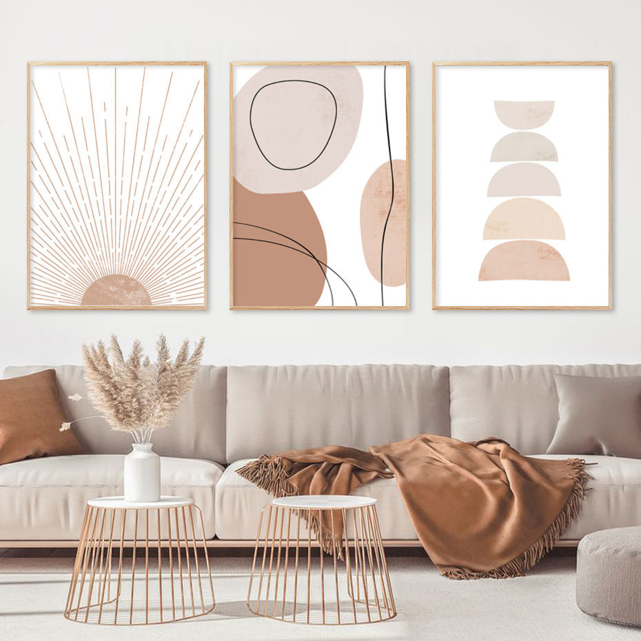 Abstrakte Beige Wandkunst Leinwanddrucke