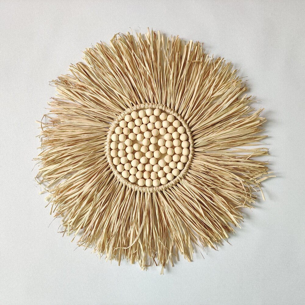 Raffia-gewebter Spiegel