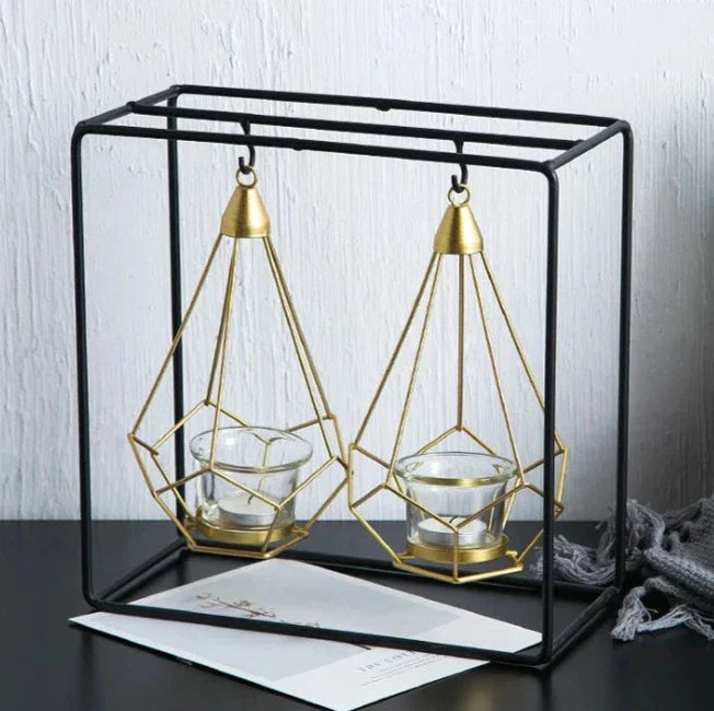Frendorf | LustraDiamond Hängender Kerzenhalter | Geometrisches Design | Eleganz für Innen- & Außendekoration