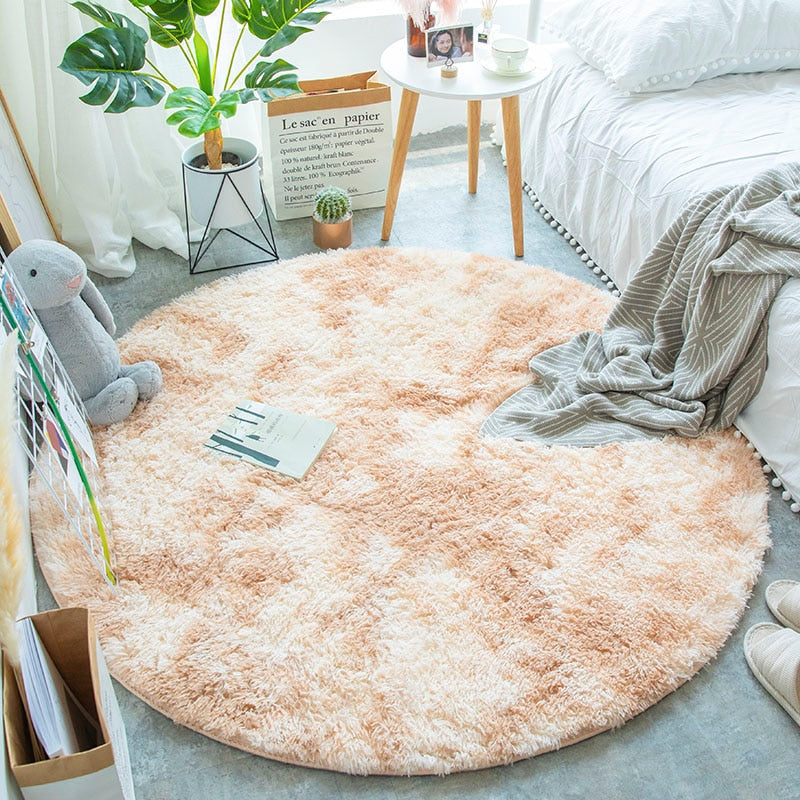Runder Teppich, Teppiche für Wohnzimmer, Schlafzimmer, Kinderzimmer, Plüsch-Dekoration, Salon, dicker Faser-Teppich