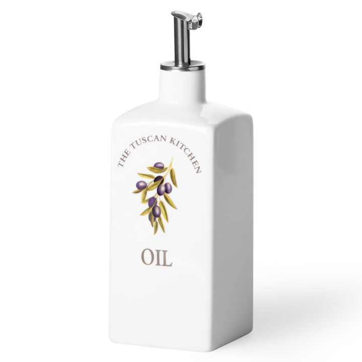 Frendorf | Tuscan Kitchen Porzellan Set - 330ml Öl/Essig Spender und 80ml Salz/Pfeffer Streuer mit Öl Ausgießer - Elegant und Funktional für Esstische und Küchengebrauch
