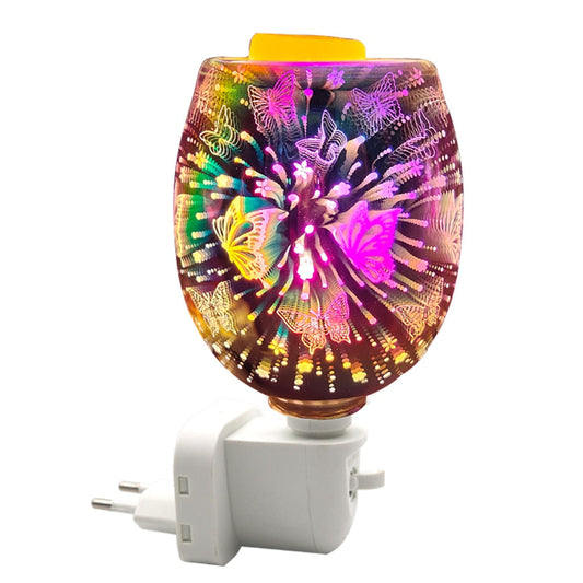 Frendorf | NovaMist 3D Glas Wachsschmelzer | Elektrische Duftlampe mit Glasschale | Aromatherapie & Raumduft | Schmetterlings-Design