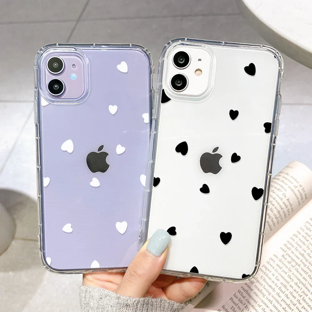 Frendorf | Bedruckte Herzmuster iPhone Stoßfeste Klarsicht-Hülle