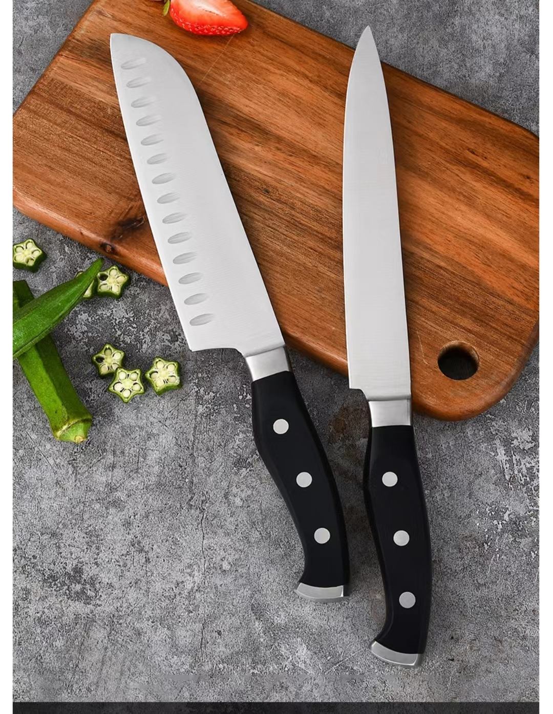 Frendorf | Küchenchef-Messer Damaskus-Laser-Muster Schneide Santoku-Werkzeug Hochcarbon-Edelstahl