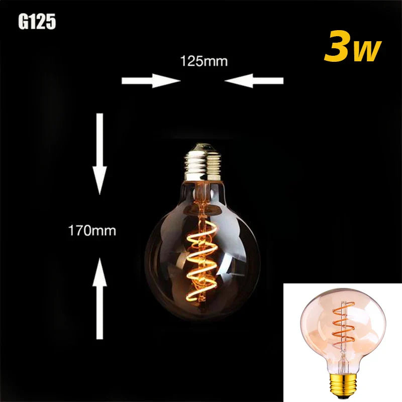 Dimmable Vintage LED-Birne (3W, E27-Basis) - Goldspiral-Glühfaden für Kronleuchter & dekorative Beleuchtung