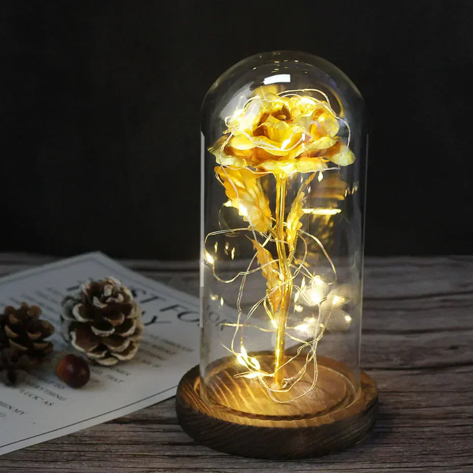 Frendorf | Ewige Rose in Glasdome | Handverlesen, LED-beleuchtet & Ideal für romantische Geschenke und Wohnkultur