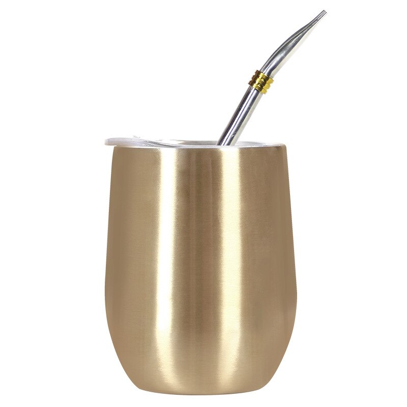 Doppelwandiger Becher aus 304 Edelstahl, hitzebeständig, tragbar, Yerba Mate-Teebecher mit Strohhalm und Deckel