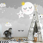 Frendorf | Graue Wolken mit Mond und Sternen Tapete Mural