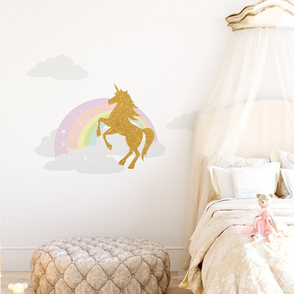 Frendorf | Einhorn- und Regenbogen-Wandaufkleber