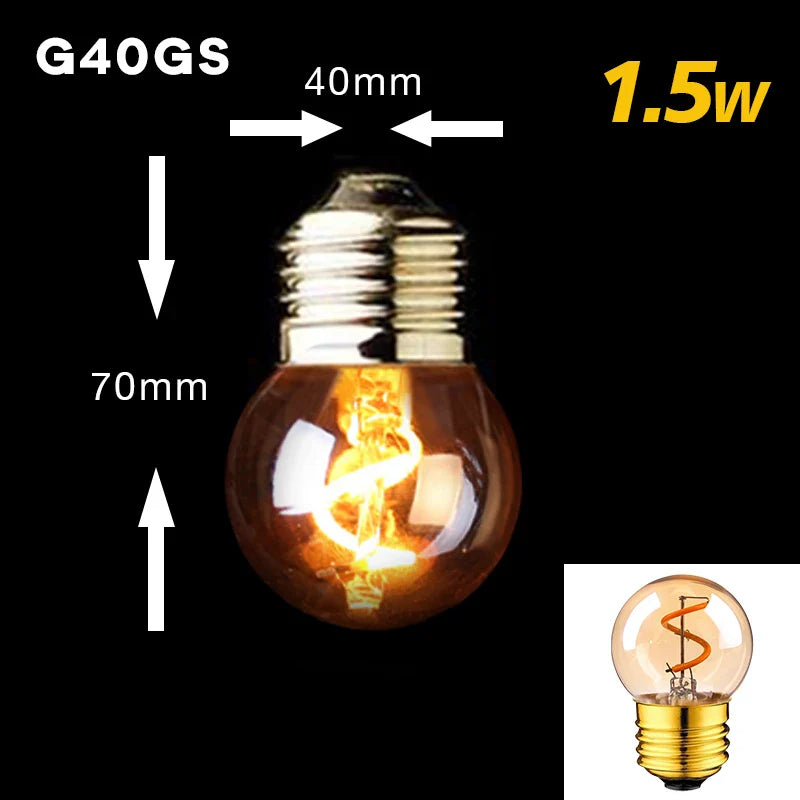 Dimmable Vintage LED-Birne (3W, E27-Basis) - Goldspiral-Glühfaden für Kronleuchter & dekorative Beleuchtung