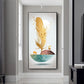 Nordic Abstract Feather Golden Yellow Deer Poster