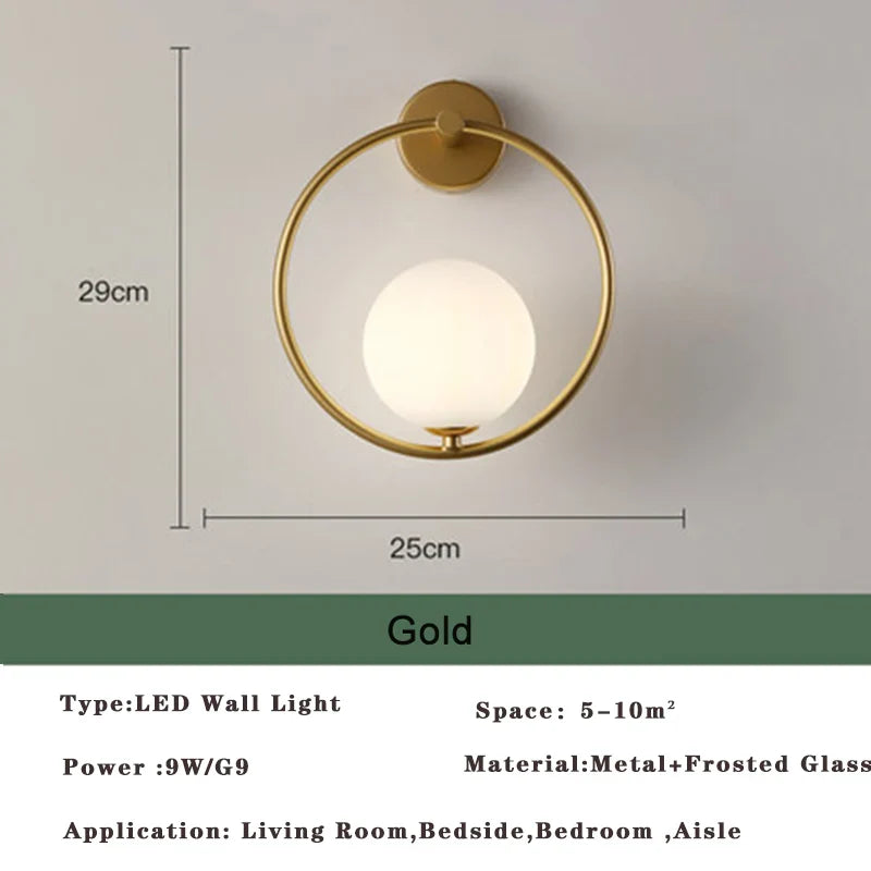 Frendorf | Nordic Golden LED Wandleuchte – 9W G9 Glühbirne Wandleuchte für Schlafzimmer, Wohnzimmer und Badezimmer