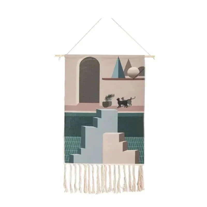 Macrame Hängender Baumwollteppich