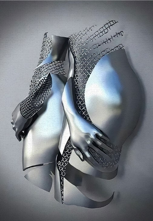 Metallfigur Statues Stile Abstraktes Leinwandgemälde Paare Wandkunst Liebes-Skulptur Poster Druck Wohnkultur Wohnzimmer Geschenke