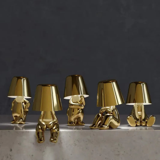 Goldene Man LED Denker Tischlampe – Verspielt Nachttischlampe für Schlafzimmer & Dekor