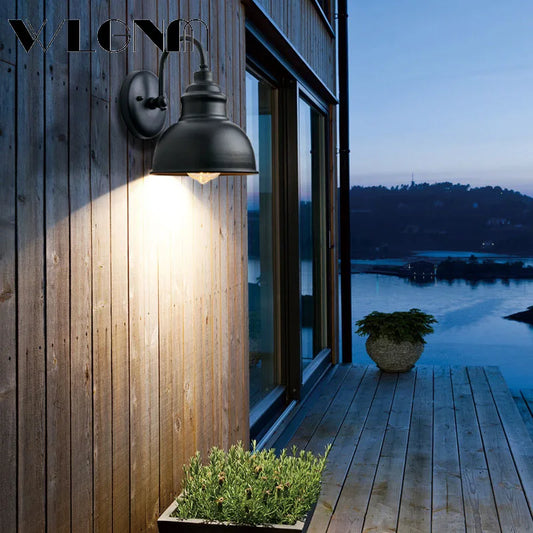 Wasserdichte Retro Außen Garten Veranda Wandlampe: Vintage Eisen Wandleuchte für Gang, Treppe, Innenhof, Balkon, Villa