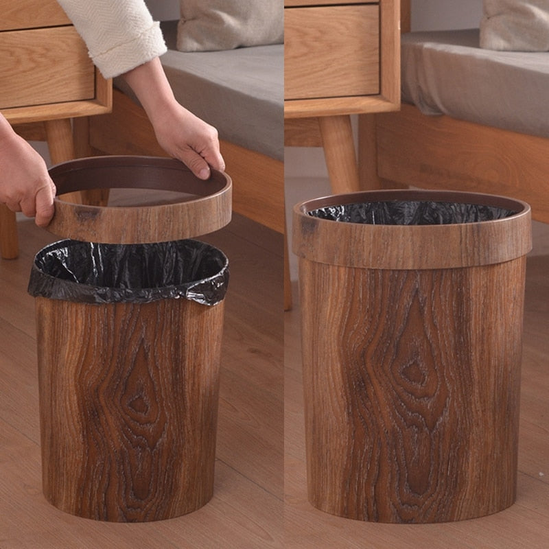 Eleganter Retro Holzmaserung Mülleimer