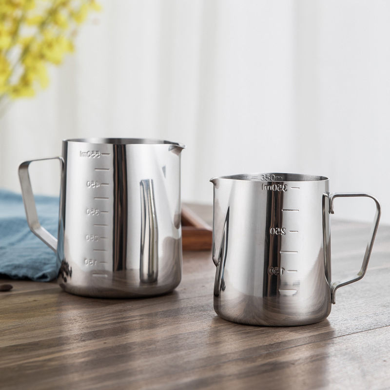 Frendorf | 350ml/600ml/1000ml Barista Werkzeuge Edelstahl Milchkanne Aufschäumtasse Kaffee Espresso Dampfende Milchkanne