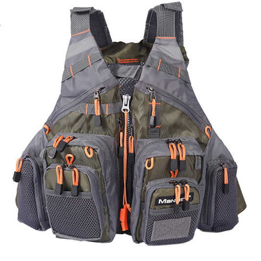Frendorf | MANNER Outdoor Multifunktionale Angel-Lebensweste Schwimm-Weste (Armeegrün)