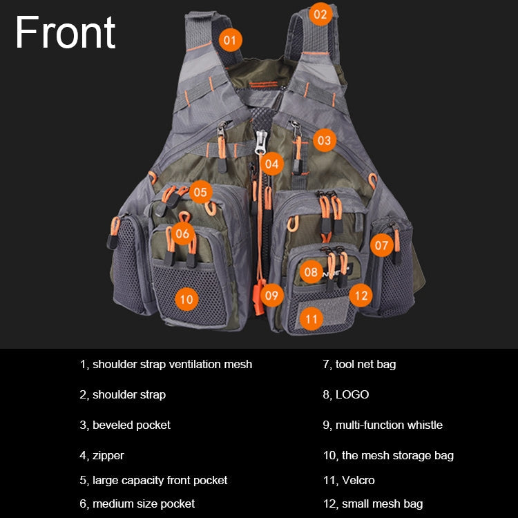 Frendorf | MANNER Outdoor Multifunktionale Angel-Lebensweste Schwimm-Weste (Armeegrün)
